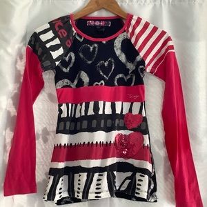 Desigual girls’ sparkly knit cotton tee tunic